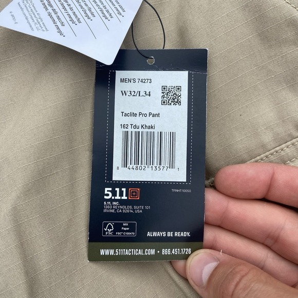 NEW 5.11 Tactical Taclite Pro Pants Men's Khaki Utility 32x34 - Picture 7 of 7